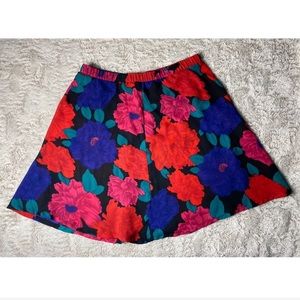 ❤Floral Silky Semi Sheer Mini A-Line Vintage Skirt